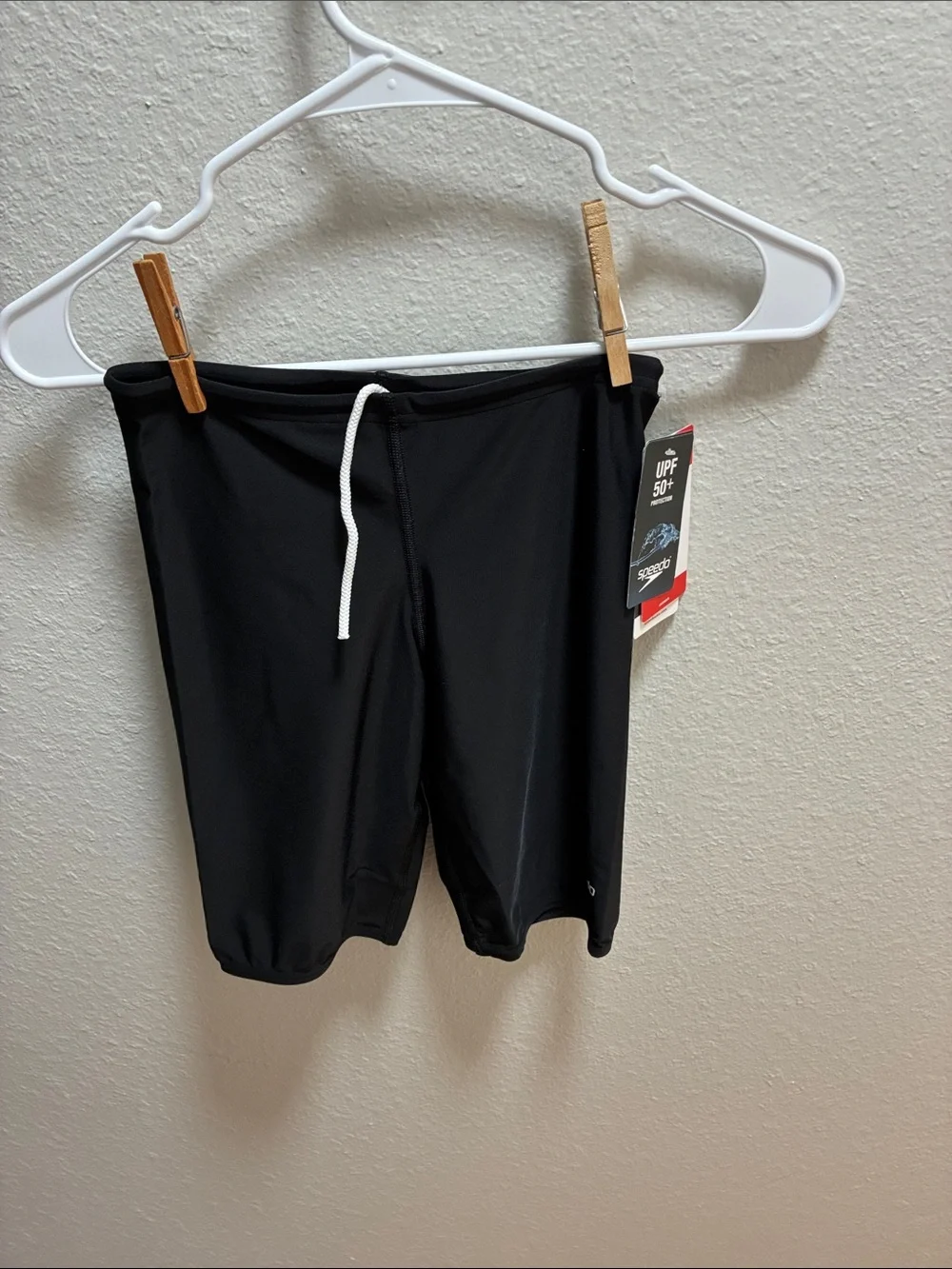 Speedo Boys Black Swim Jammers with White Drawstring